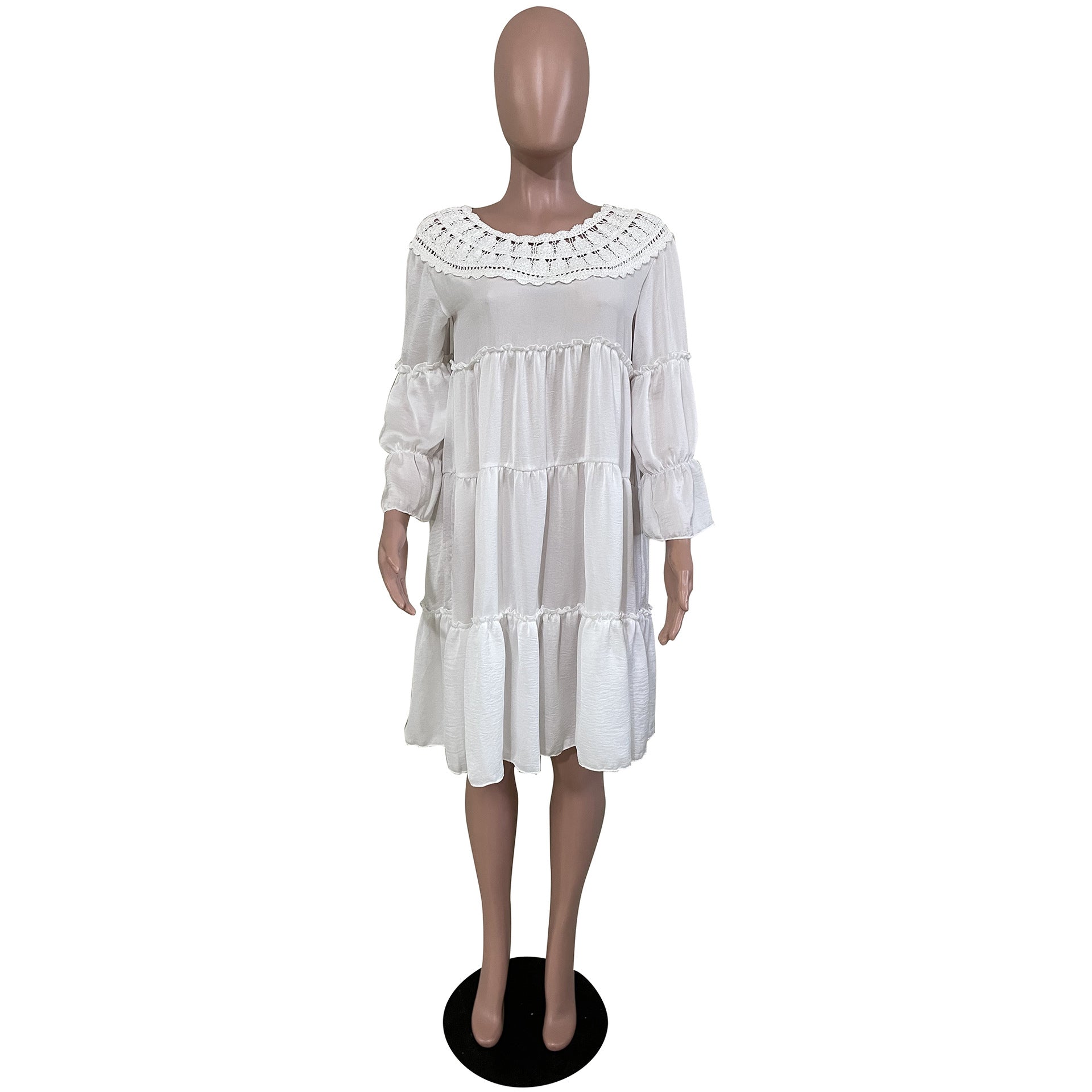 Sexy Solid 3/4 Sleeve Loose Dress
