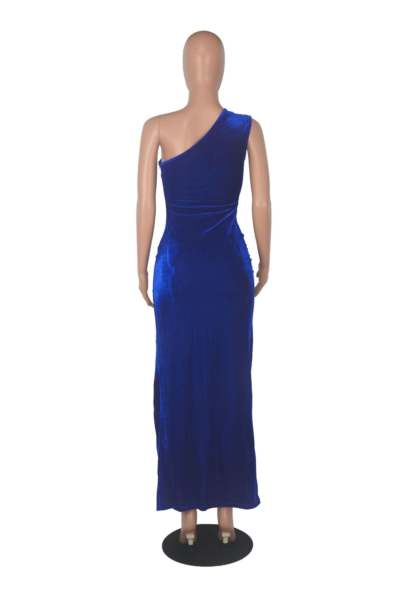 Sexy Sexy Velvet Sleeveless One Shoulder Split Maxi Dress