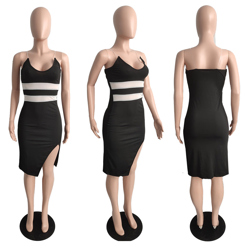 Sexy Sexy Sleeveless Spaghetti Strap Split Midi Dress