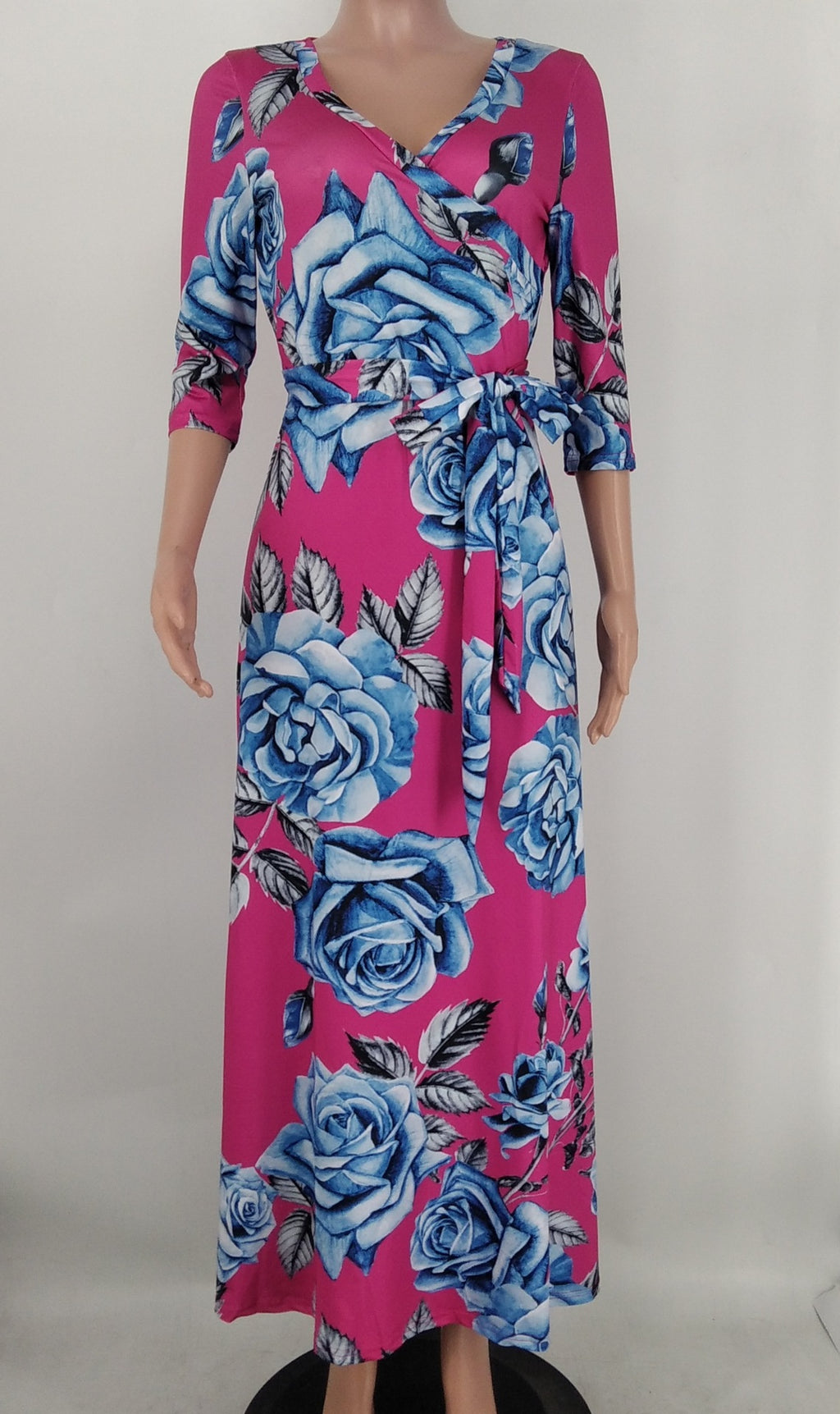 Sexy Plus Size Floral Print V Neck High Waist Maxi Dress
