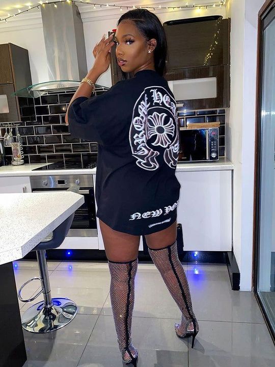 Sexy Casual Printed Short Sleeve O Neck T-Shirt Dress