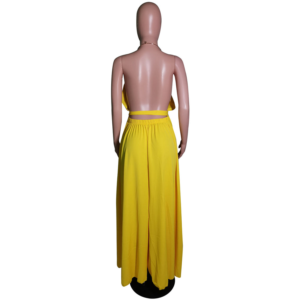 Sexy Sexy High Split Halter Maxi Dress