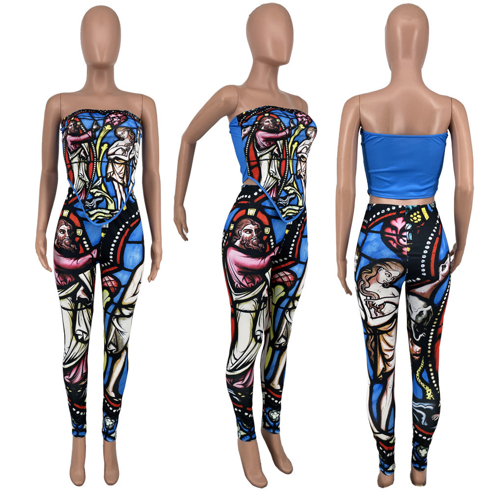 Sexy Sexy Printed Tube Top And Pants 2 Piece Sets