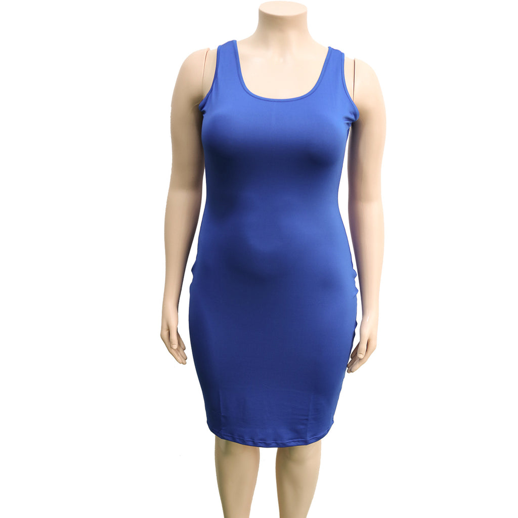 Sexy Plus Size Solid Sleeveless Bodycon Dress