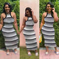 Sexy Sexy Striped Sleeveless Sling Maxi Dress
