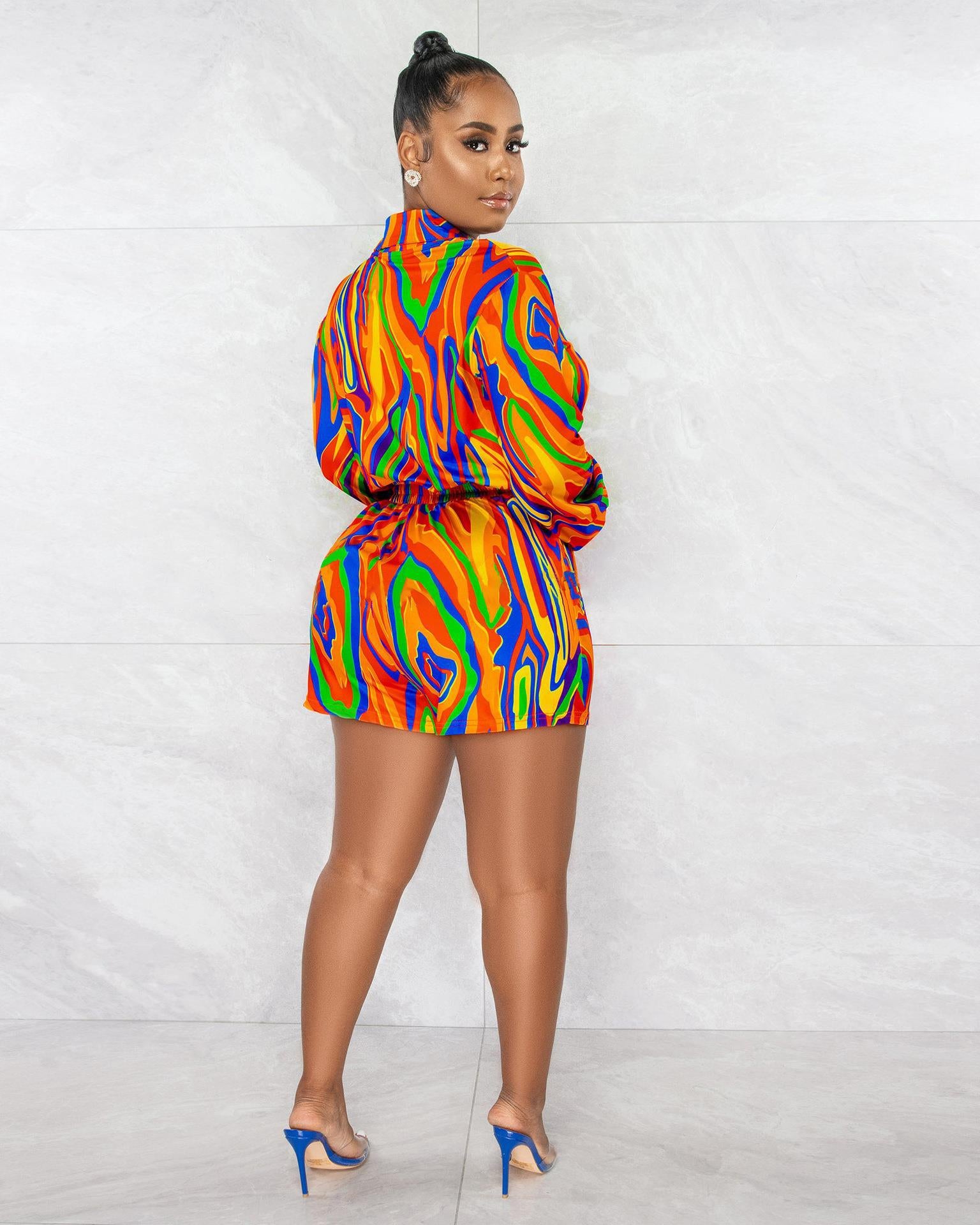 Sexy Casual Printed Long Sleeve Romper