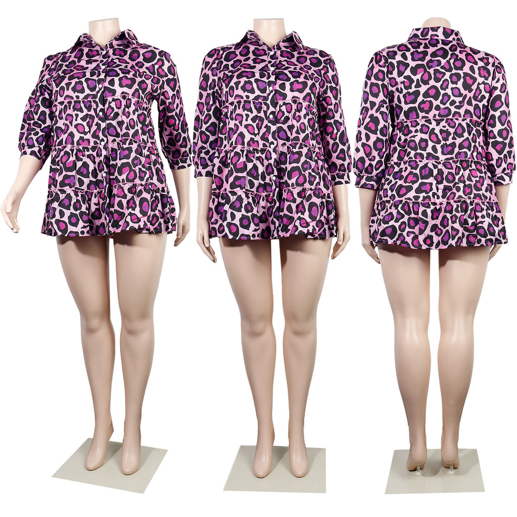 Sexy Plus Size Printed High Waist Mini Dress