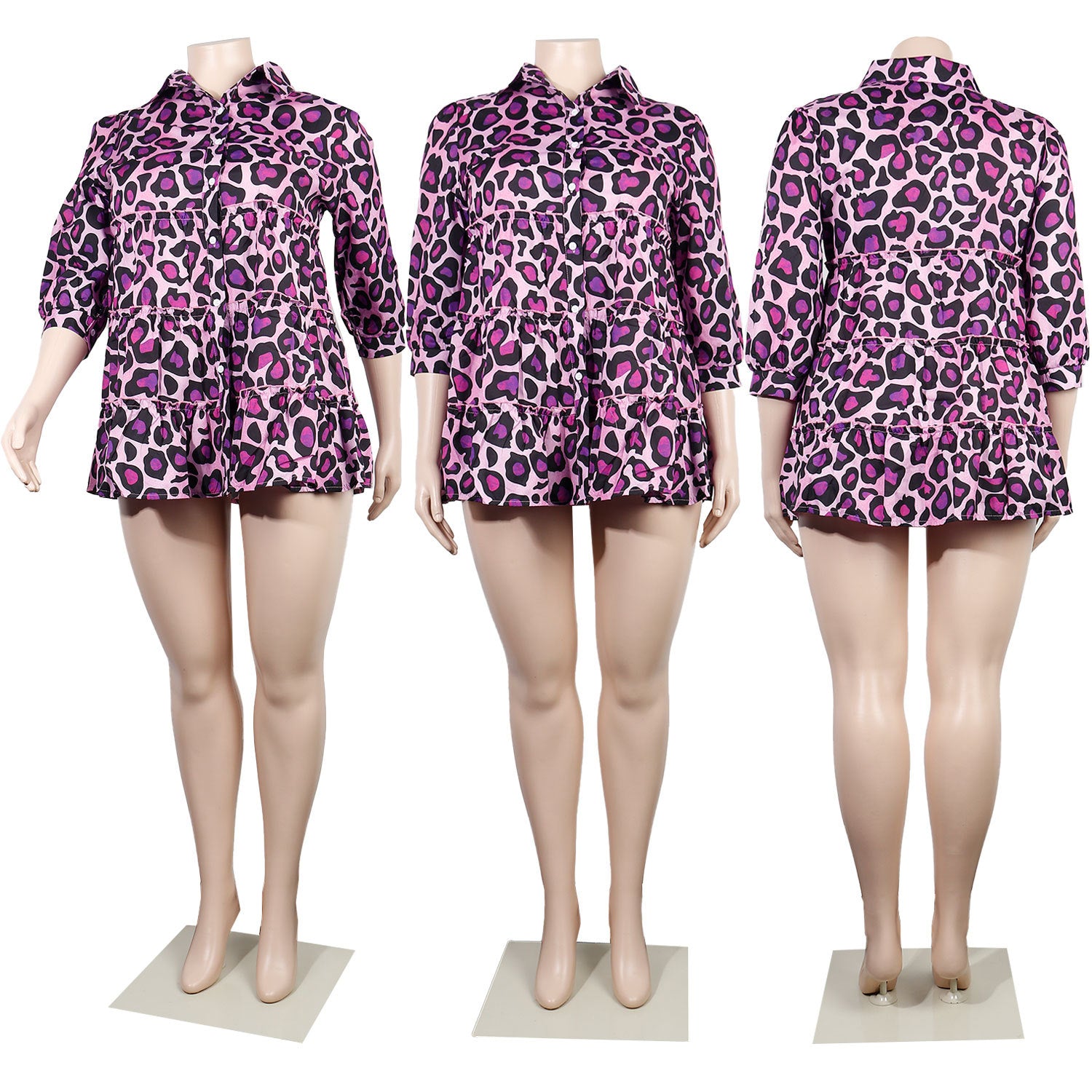 Sexy Plus Size Printed High Waist Mini Dress