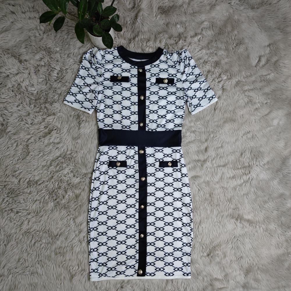 Sexy Elegant Printed Short Sleeve Bodycon Dress