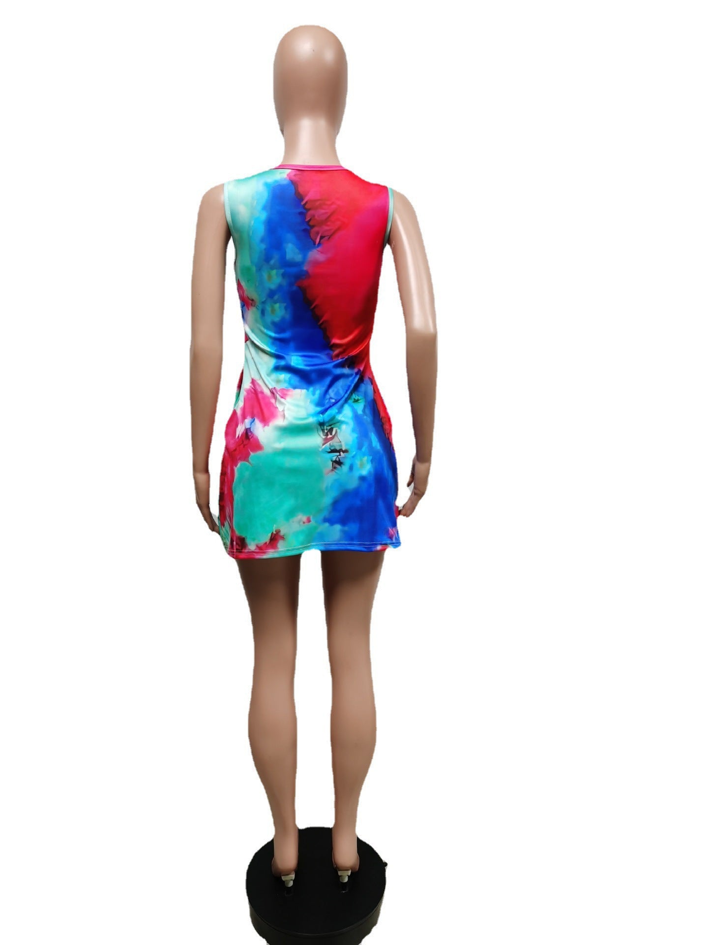 Sexy Tie Dye Print Sleeveless Mini Dress