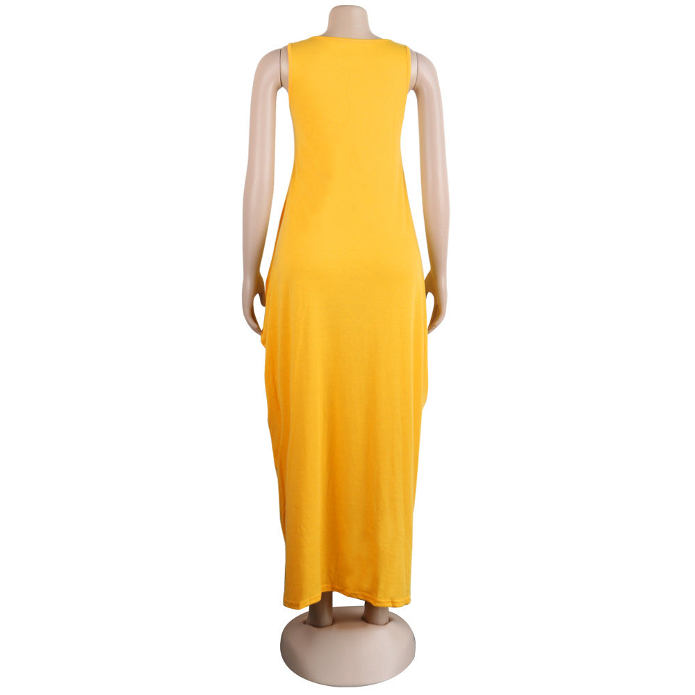 Sexy Casual Sleeveless Letter Print Loose Maxi Dress