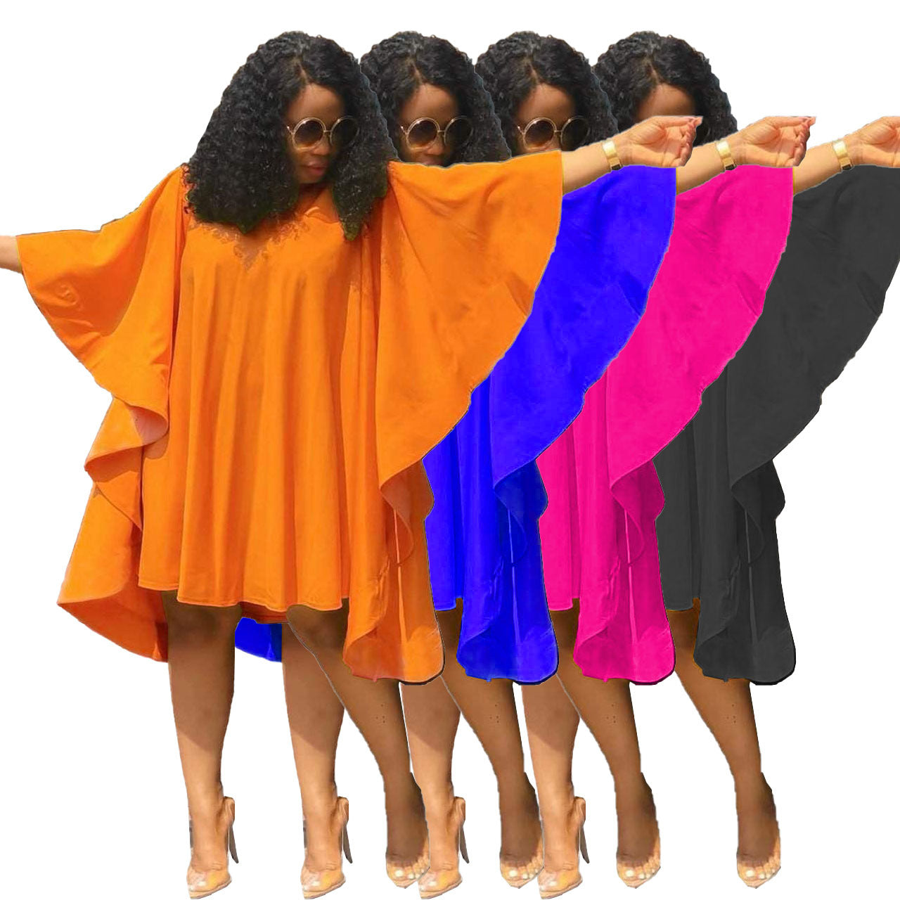 Sexy Solid Irregular Loose Midi Dress