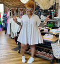 Sexy Plus Size Solid Short Sleeve Shirt Dress