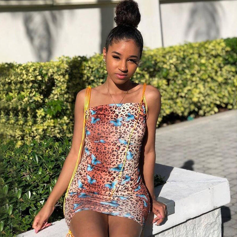 Sexy Sexy Slim Fit Sling Print Mini Dress