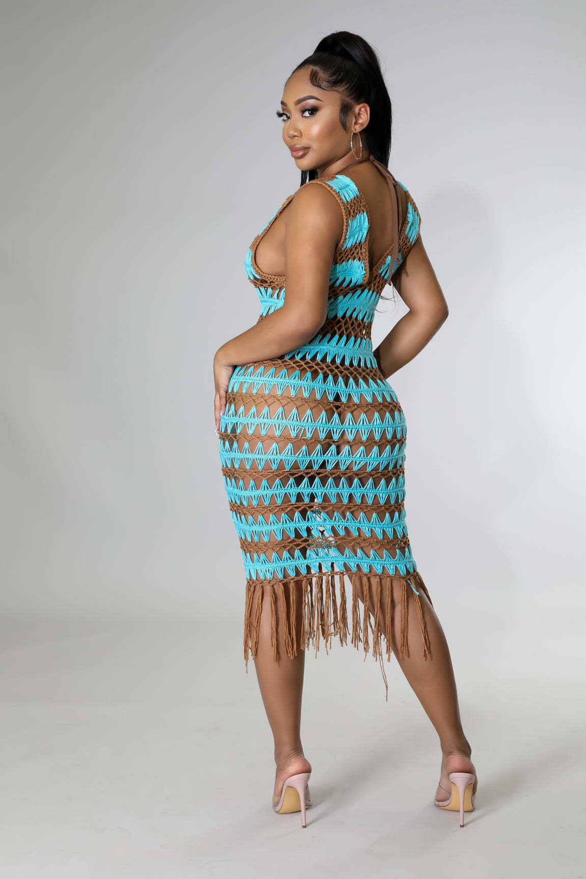 Sexy Sexy Crochet Hollow Out Sleeveless Midi Dress