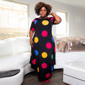 Sexy Plus Size Dot Print Short Sleeve Loose Maxi Dress