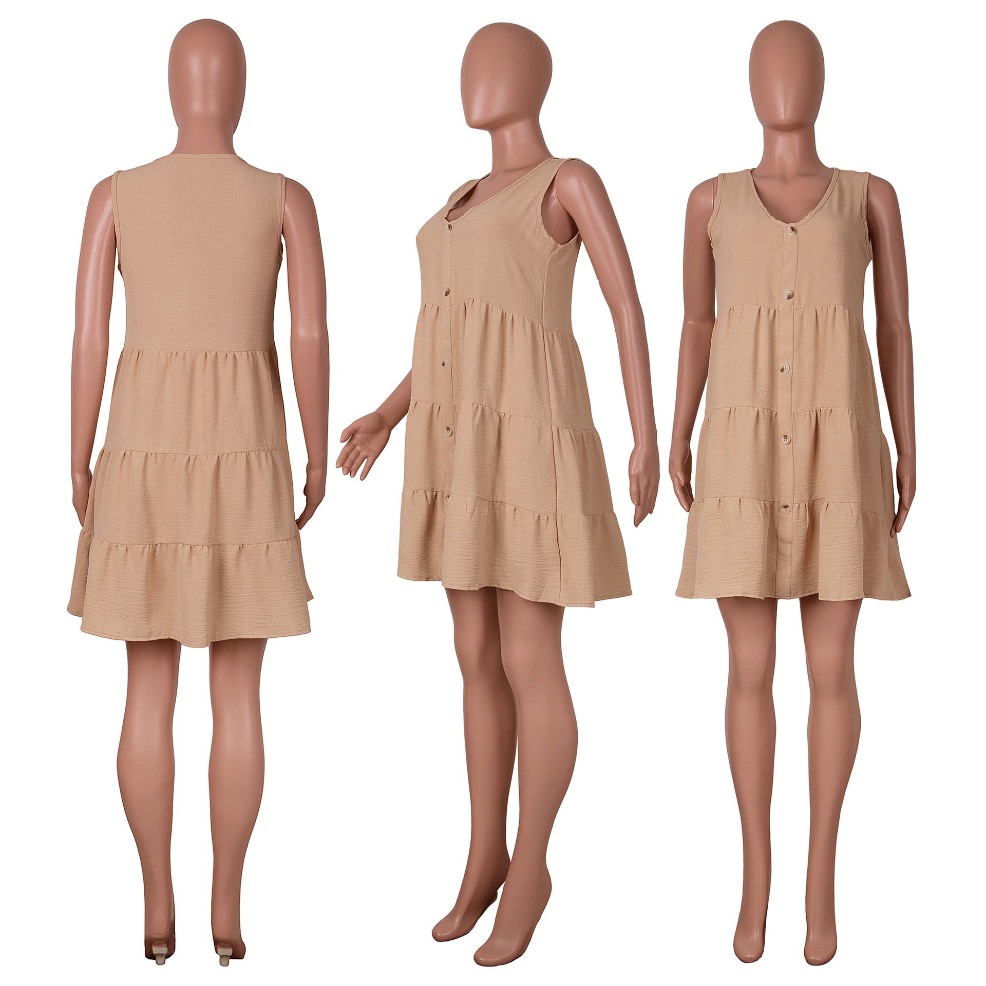 Sexy Solid V Neck Sleeveless Mini Dress