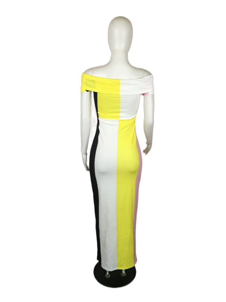 Sexy Plus Size Sexy Slash Neck Slim Maxi Dress
