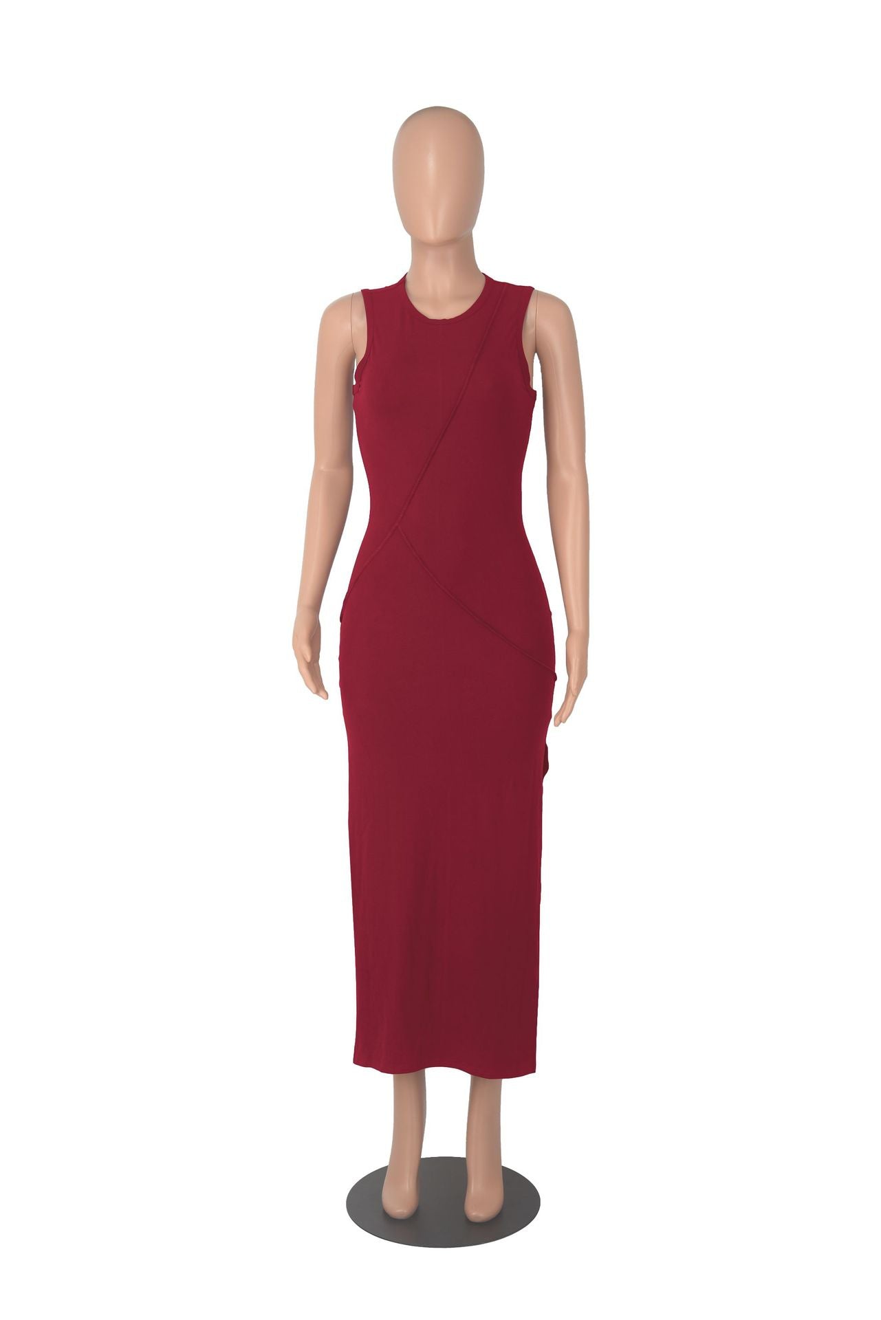 Sexy Solid Sleeveless Split Long Dress
