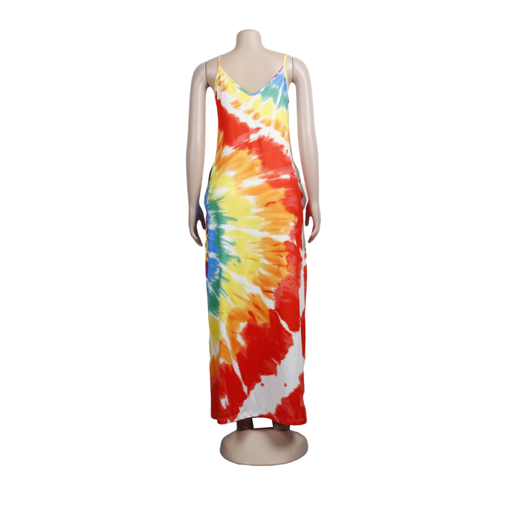 Sexy Tie Dye Print Spaghtti Strap Maxi Dress