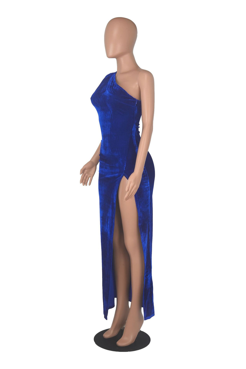 Sexy Sexy Velvet Sleeveless One Shoulder Split Maxi Dress