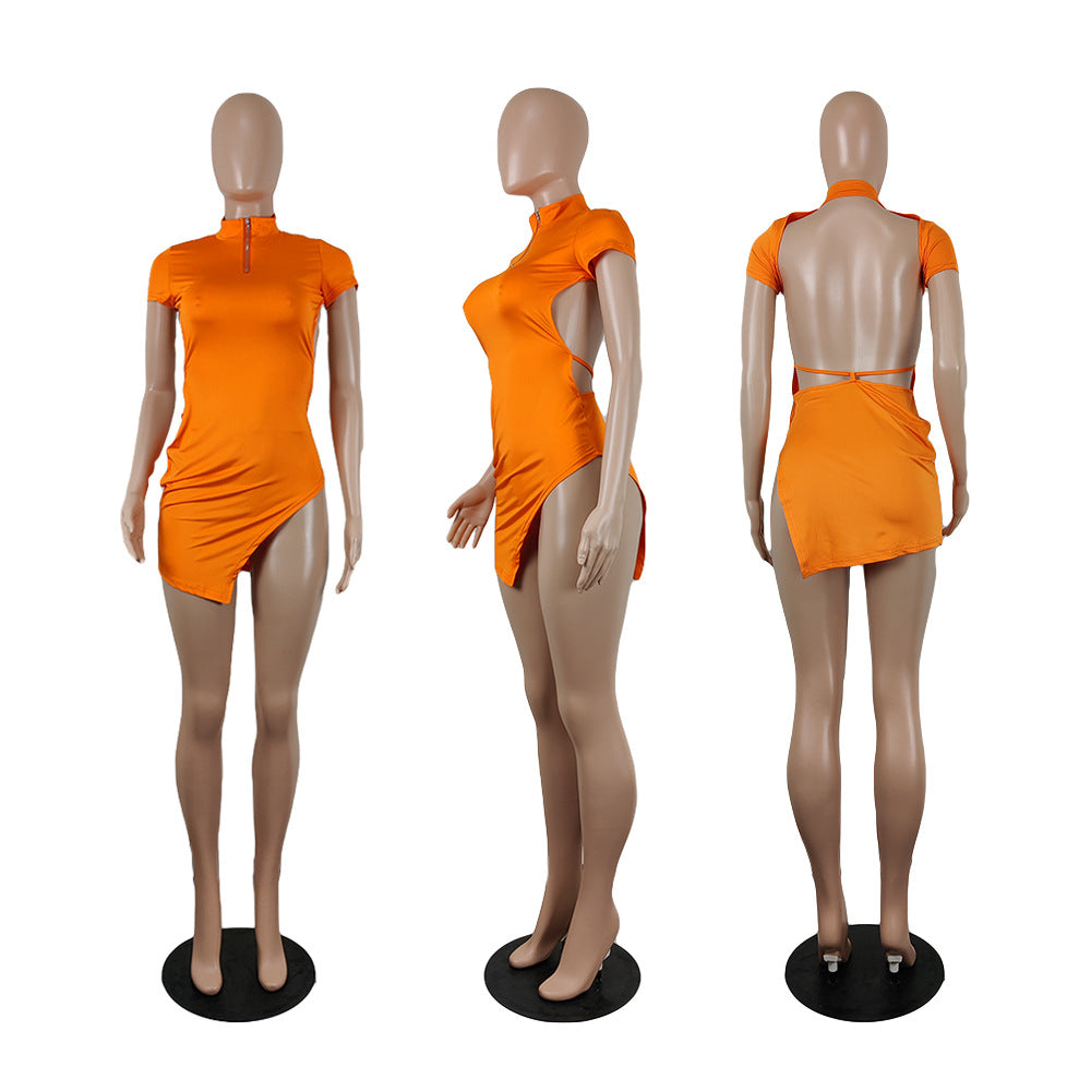 Sexy Sexy Backless Short Sleeve Club Dress