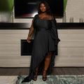 Sexy Plus Size Solid One Shoulder Irregular Maxi Dress