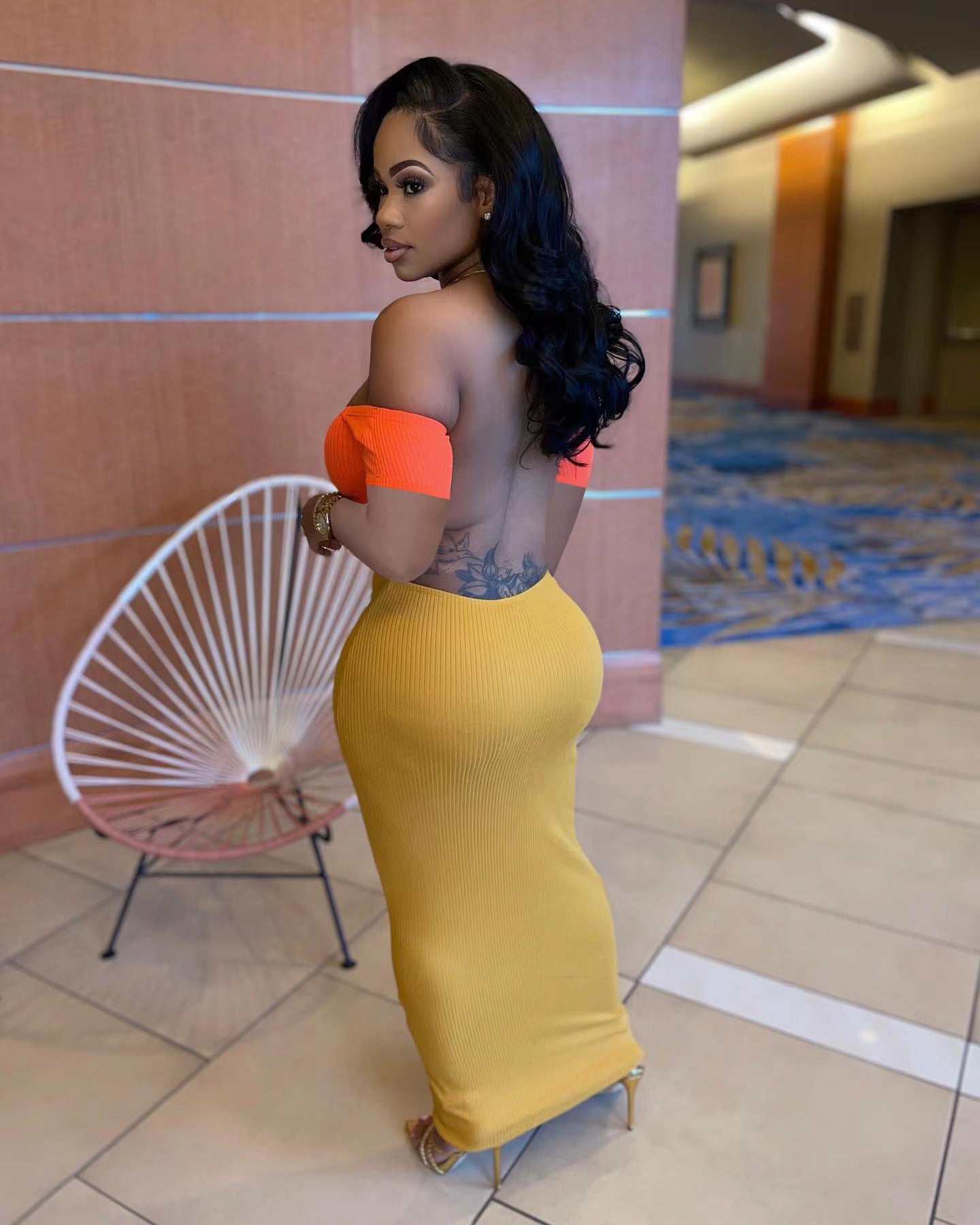 Sexy Sexy Patchwork Backless Maxi Dress