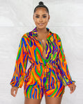Sexy Casual Printed Long Sleeve Romper