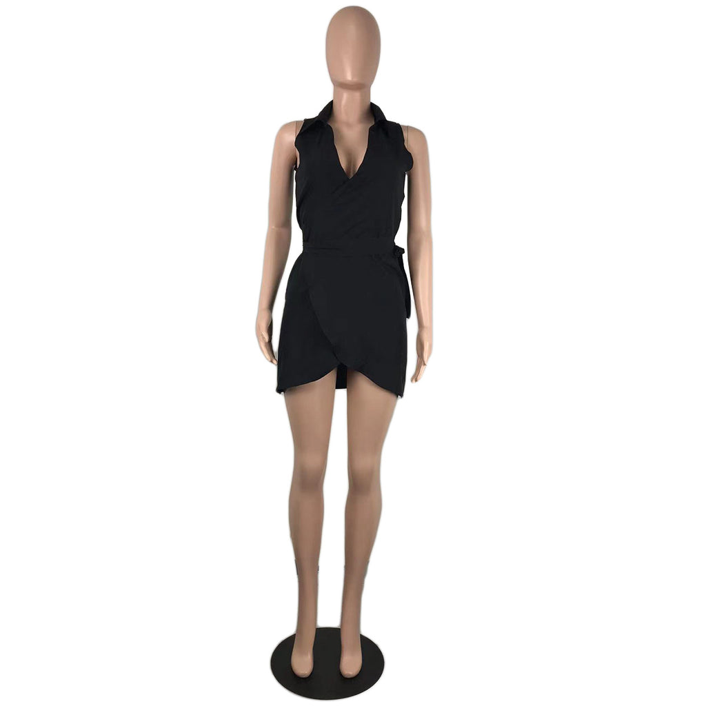 Sexy Solid Sleeveless Mini Dress