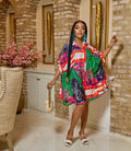 Sexy Plus Size Printed Half Sleeve Loose Shirt Dress