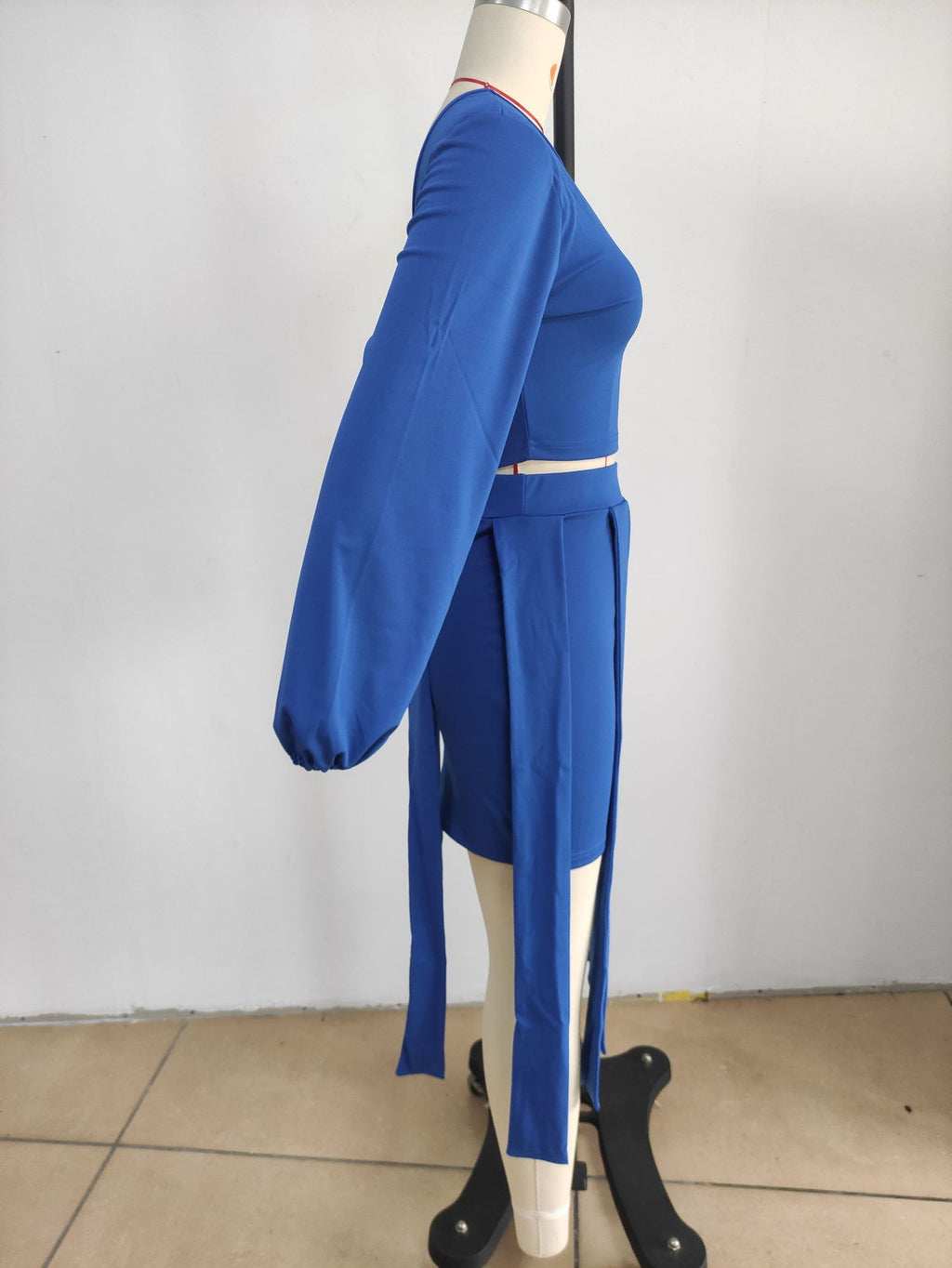 Sexy Sexy Solid Color Puff Sleeve Two Piece Skirt Set