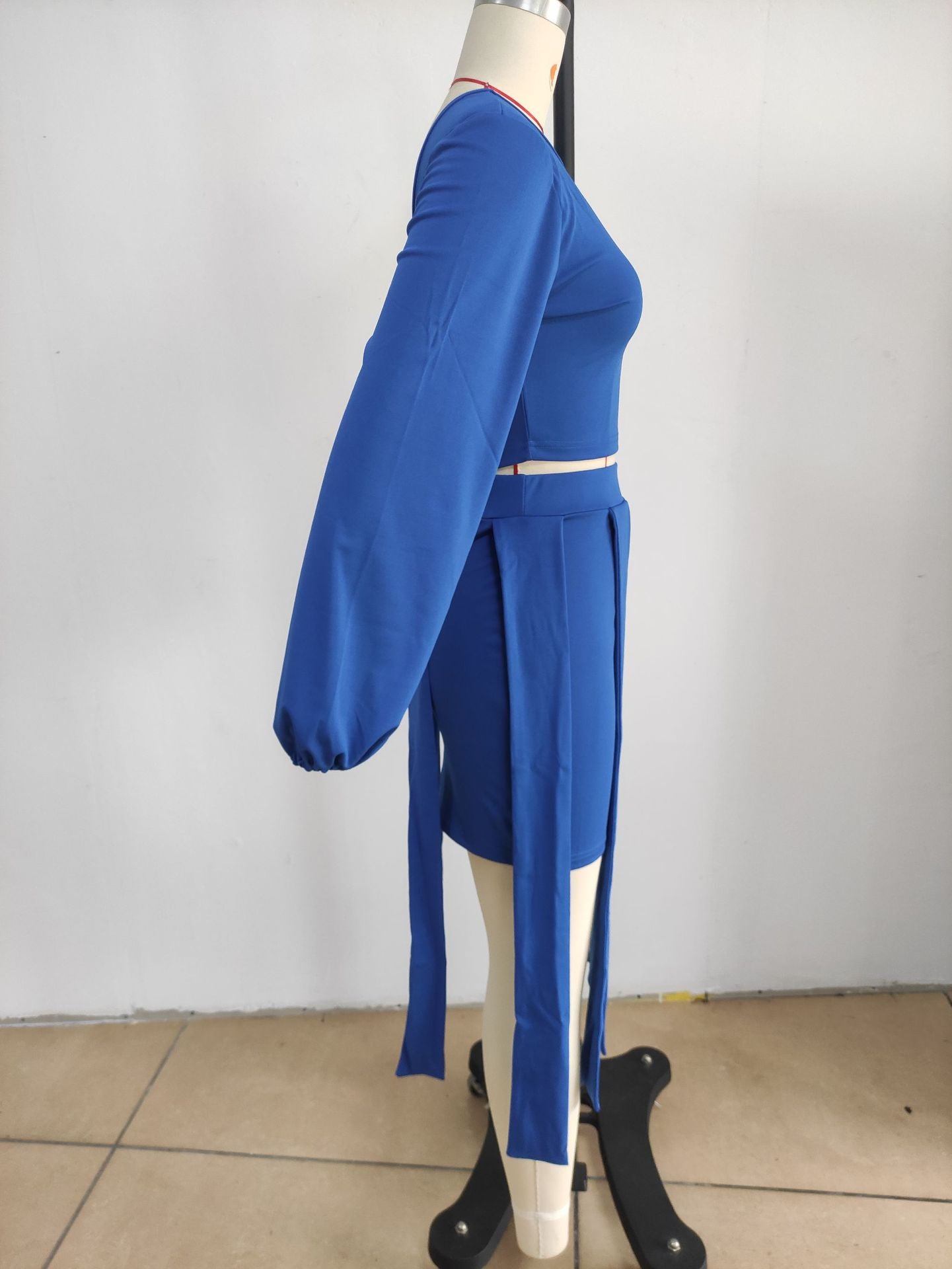 Sexy Sexy Solid Color Puff Sleeve Two Piece Skirt Set