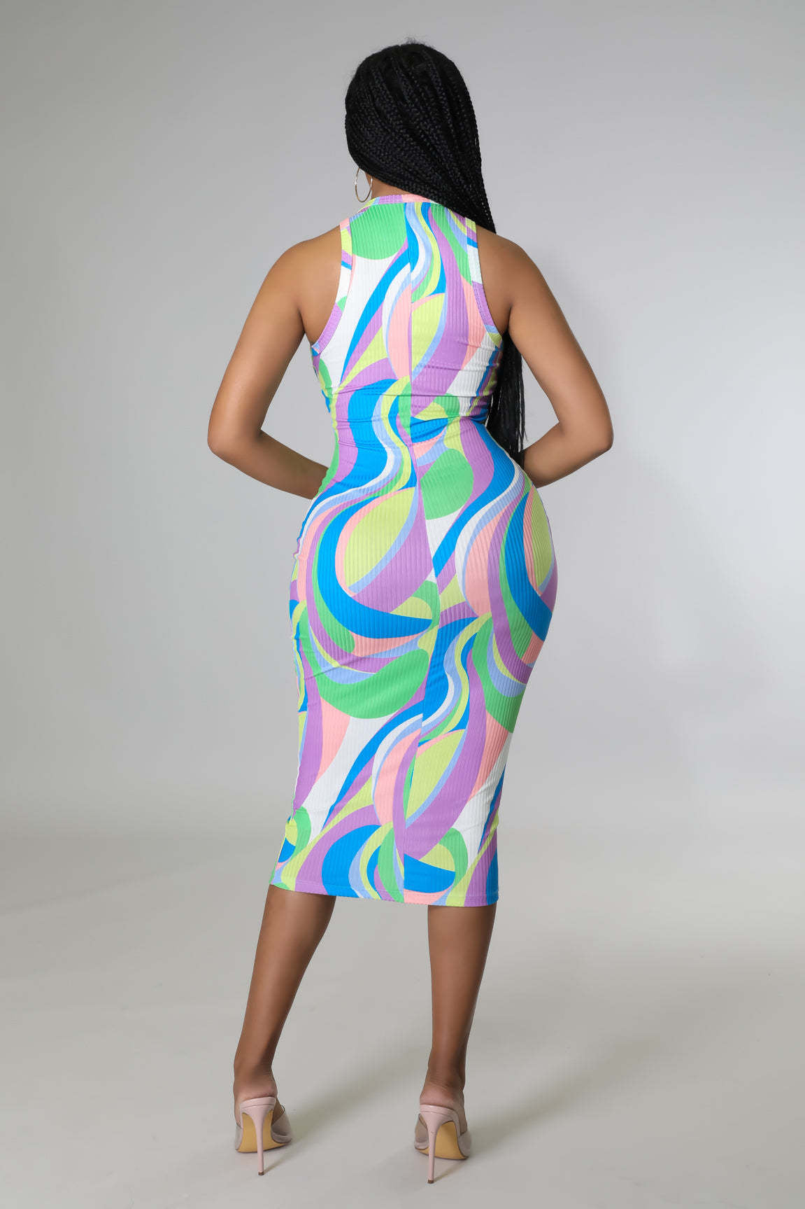 Sexy Colorful Print Sleeveless Midi Dress