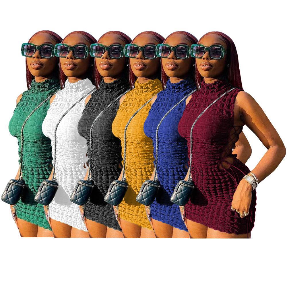 Sexy Solid Sleeve Sexy Mini Dress