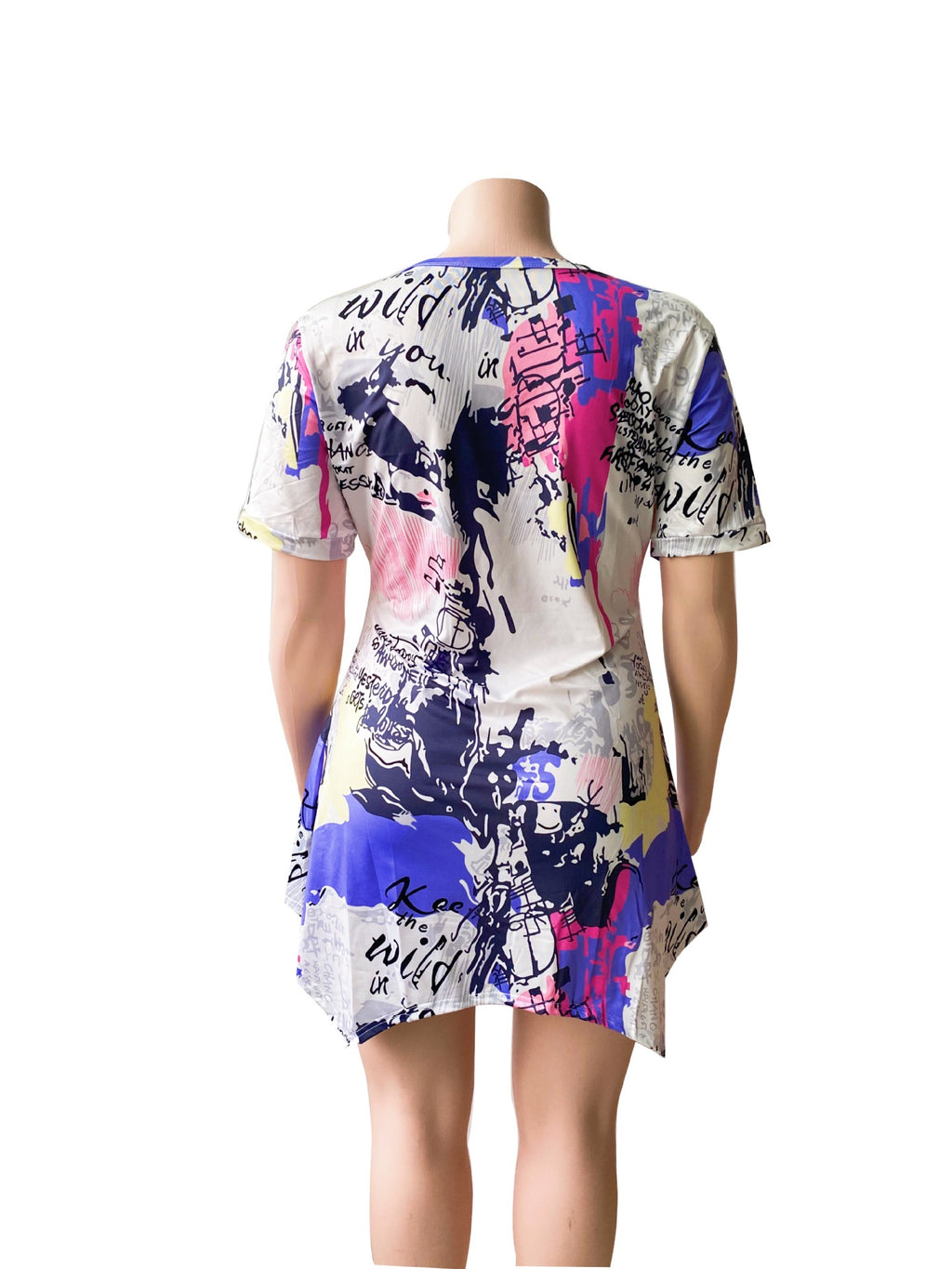 Sexy Plus Size Printed Casual Short Sleeve Irregular Dress