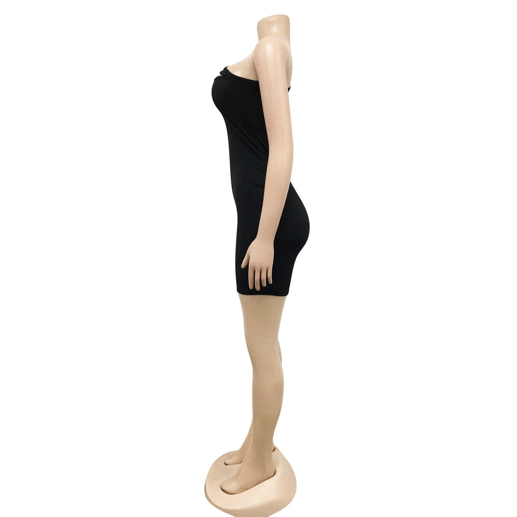 Sexy Solid One Shoulder Slim Mini Dress