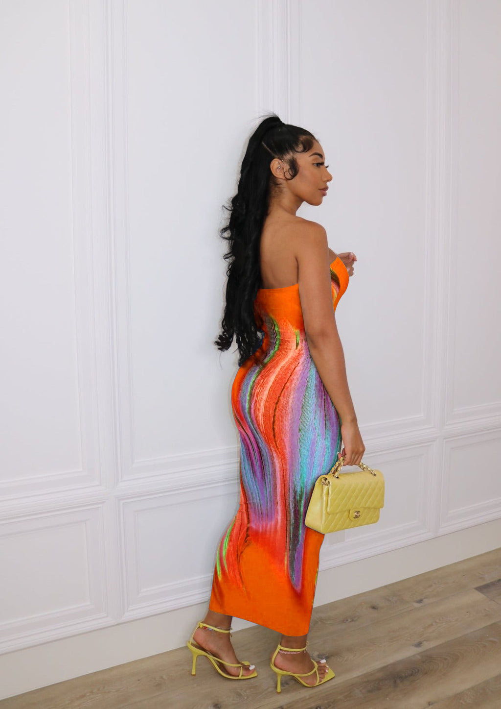 Sexy Sexy Printed Strapless Maxi Dress