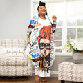 Sexy Plus Size Printed Long Sleeve Loose Maxi Dress