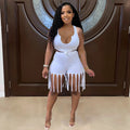 Sexy Solid Tank Top+Tassel Shorts Two Piece Sets