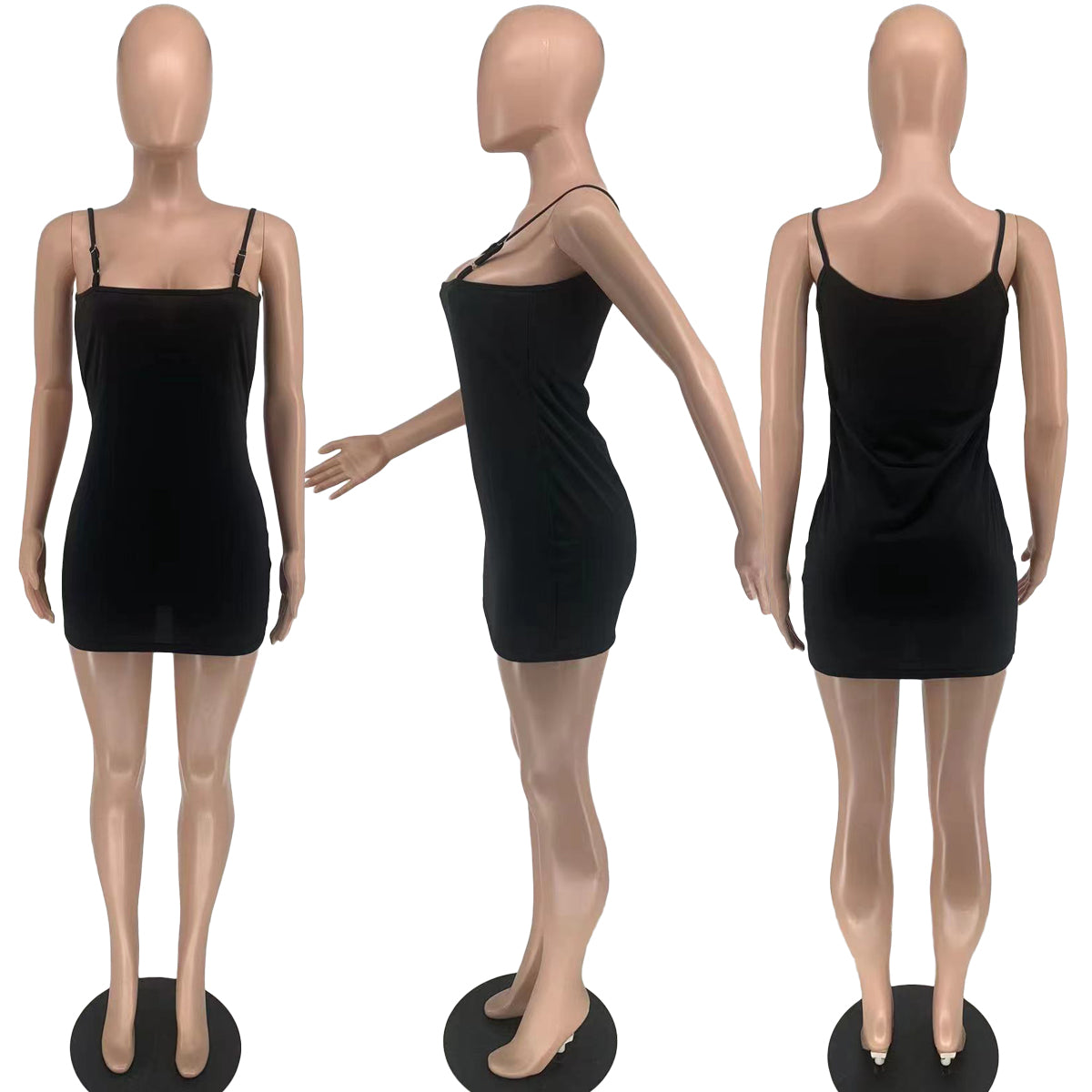 Sexy Solid Sexy Spaghetti Strap Slim Mini Dress