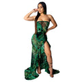 Sexy Tube Top Ruffle Sexy Print Beach Maxi Dress