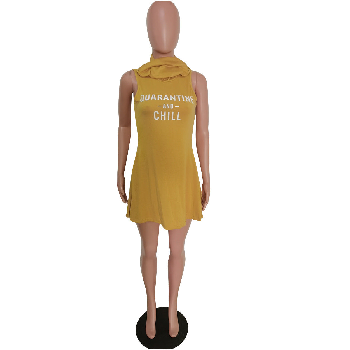 Sexy Letter Print One-Piece Mask Sleeveless Mini Dress