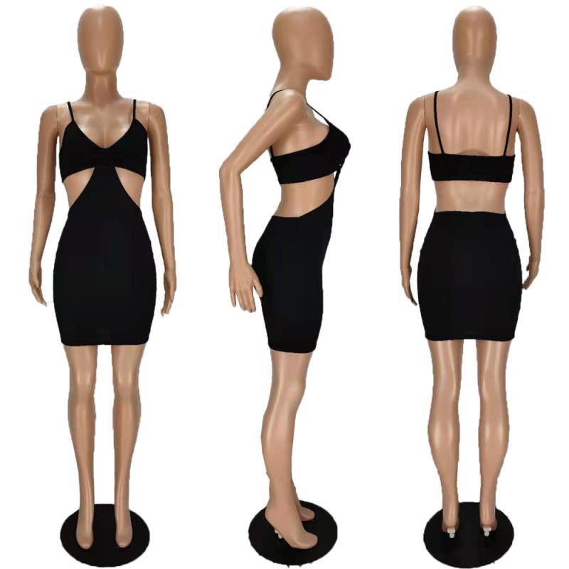 Sexy Sexy Spaghetti Strap Hollow Out Mini Dress