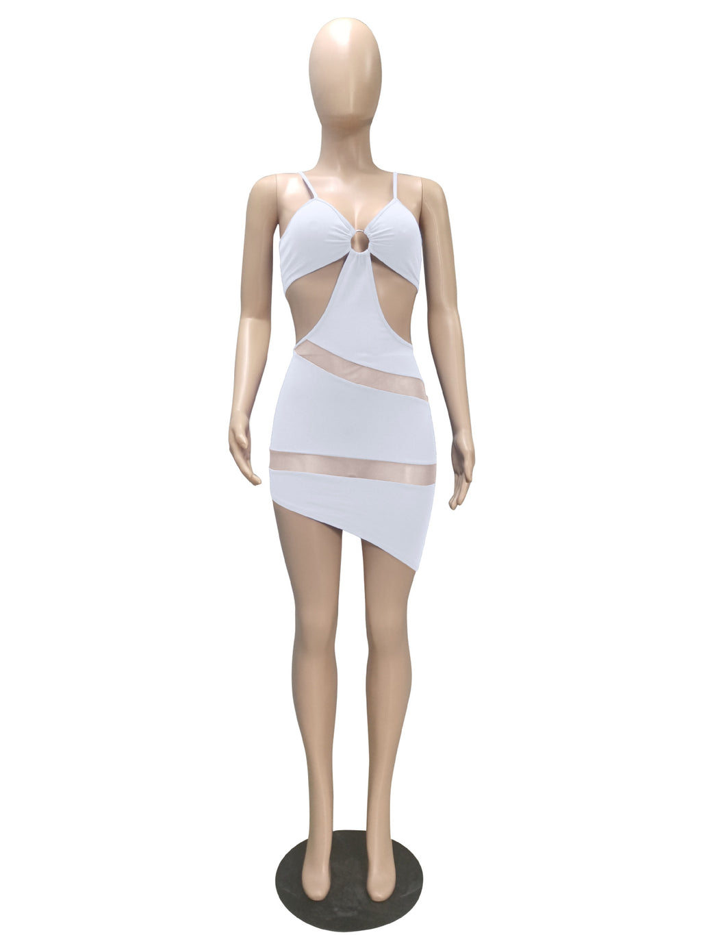 Sexy Sexy Mesh Patchwork Hollow Mini Dress