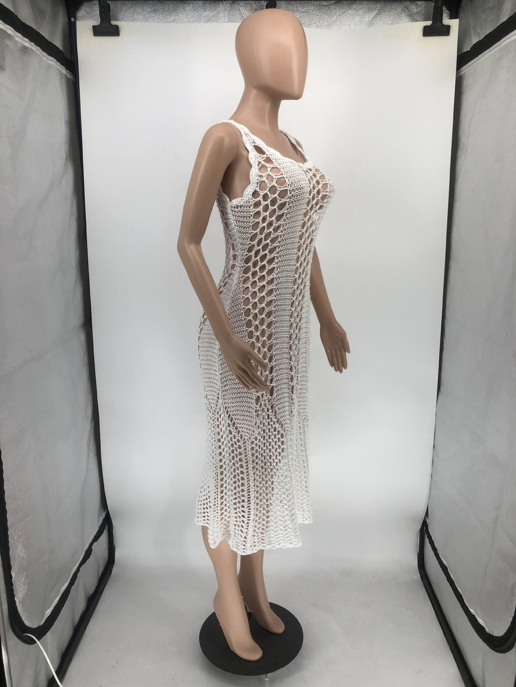 Sexy Sexy Crochet Hollow Out Sleeveless Midi Dress