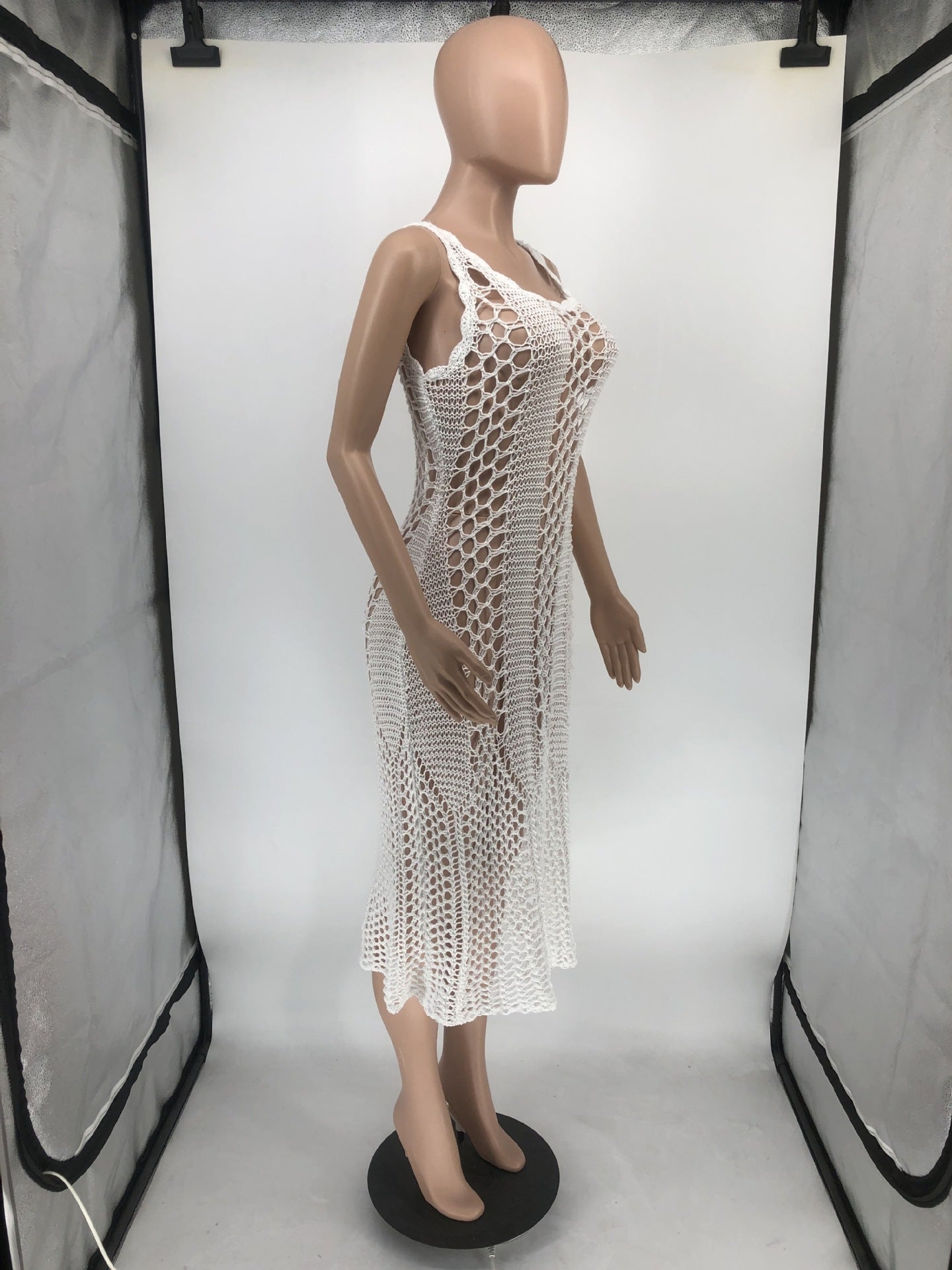 Sexy Sexy Crochet Hollow Out Sleeveless Midi Dress