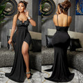 Sexy Sexy V Neck Backless Long Sling Evening Dress