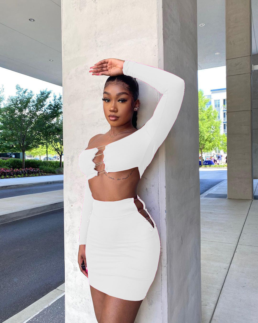 Sexy Sexy Long Sleeve Off Shoulder Mini Skirt 2 Piece Sets