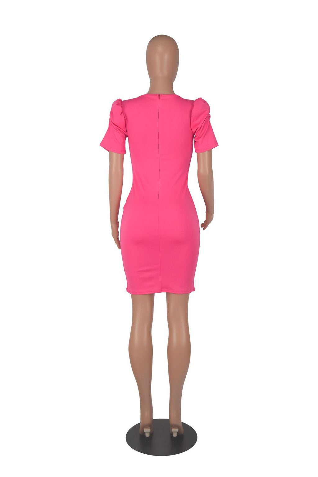 Sexy Solid Puff Sleeve V Neck High Waist OL Bodycon Dress